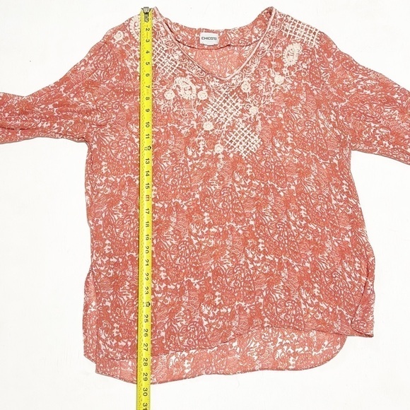 Chico Paisley Embroidery Floral Pattern Woman Blouse Size L - Picture 9 of 10